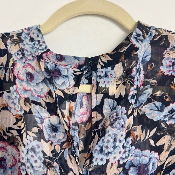 NEW Banana Republic Women's Navy Multi Floral Chiffon Midi Dress Feminine Boho - Picture 10 of 15